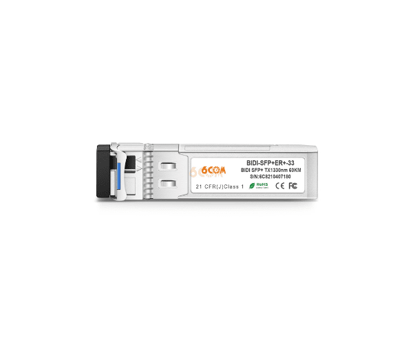 6COM Copper SFP Module BIDI-SFP+-ER+-33 - BiDi SFP+ 1330nm-TX1270nm-RX 60km DOM Simplex LC SMF Transceiver Module