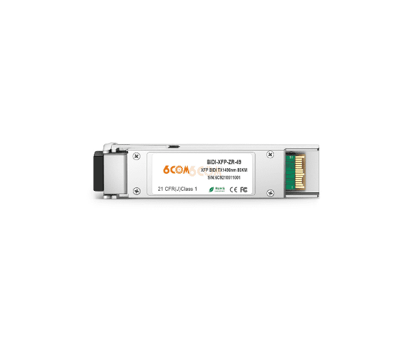 6COM Copper SFP Module - BIDI-XFP-ZR-49 - Compatible 10GBASE-BX BiDi XFP 1490nm-TX1550nm-RX 80km LC SMF DDM Transceiver Module
