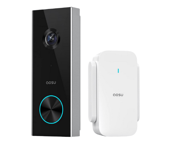 AOSU 2K Wireless Doorbell Camera with Chime, No Monthly Fees, 166° Ultra Wide Angle, 180-Day Battery Life, AI Detection, Work with Alexa & Google Assistant