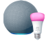 Amazon Echo (4th Gen) Twilight Blue + Philips Hue White Smart Light Bulb LED, Works with Alexa