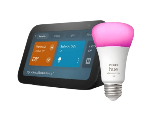 Amazon Echo Show 5 (3rd Gen) Charcoal with Philips Hue Smart Color Bulb