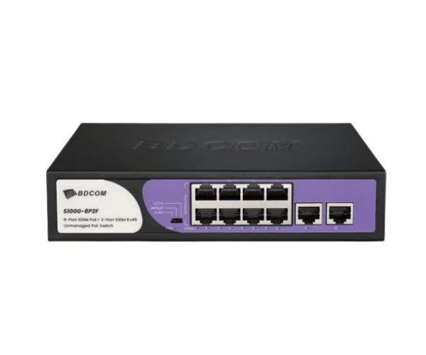 BDCOM S1000-8P2F 8-Port 100mbps Unmanaged PoE Switch