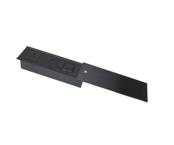 Conference Sliding Hidden Integrated UK Socket 2 Outlets 1 USB-A/C