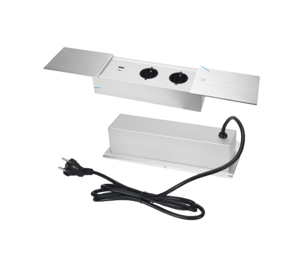 Conference Recessed Power Socket with USB-C Gaost Desk Power Outlet with Sliding Cover for Conference Table Kitchen Countertop Workbench Surfaces