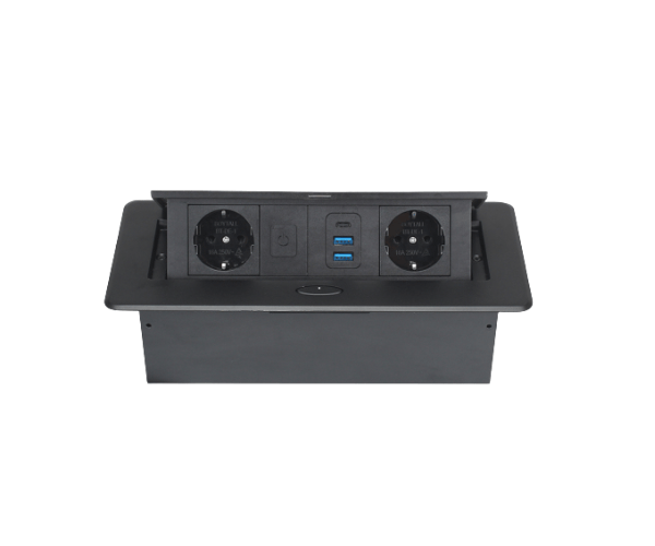 Conference Table Pop Up Schuko Socket With USB-A/C Charging and Switch