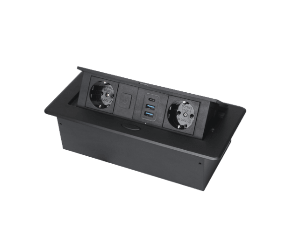 Conference Table Pop Up Schuko Socket With USB-A/C Charging and Switch