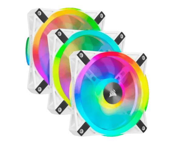 Corsair iCUE QL120 RGB 120mm PWM White Case Fan Triple Fan Kit with Lighting Node CORE