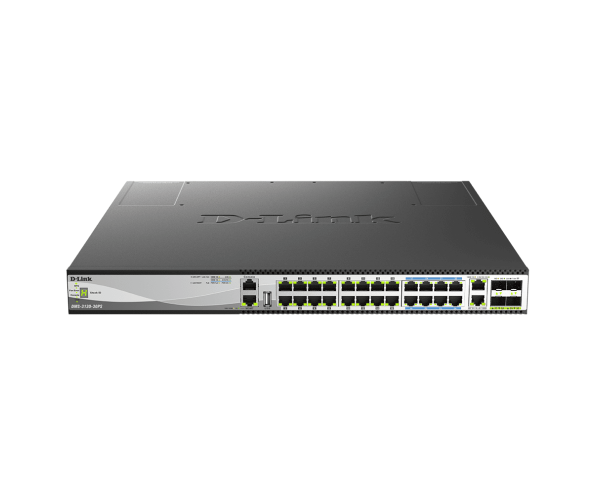 D-Link DMS-3130-30PS 30-Port Layer 3 Stackable Multi-Gigabit Managed PoE Switch
