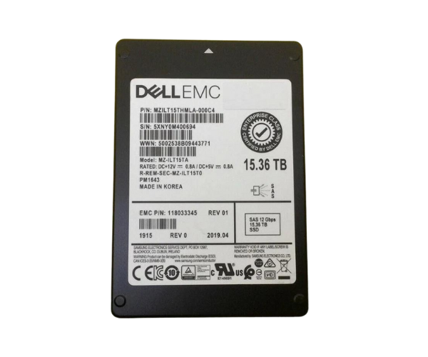 Dell EMC 15.36TB MZILT15THALA-00007 (PM1643a) SAS Server SSD
