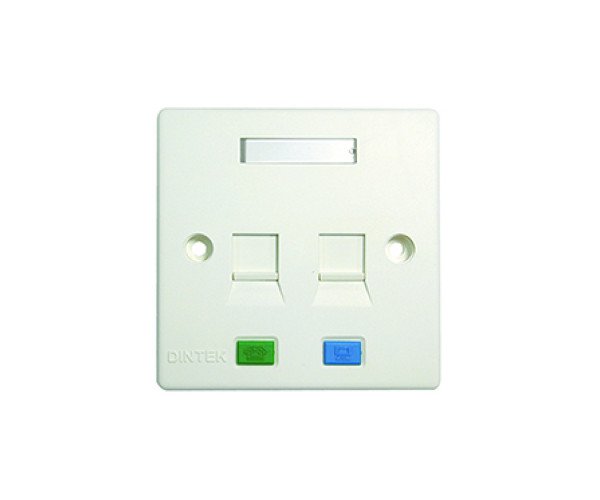 Dintek 2-Port Wall Plate with Shutter