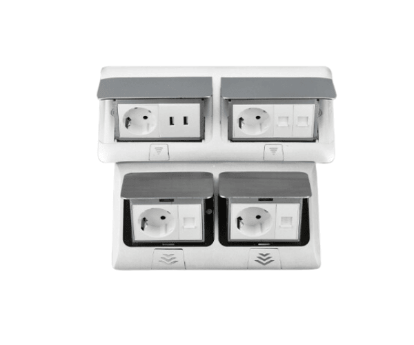 Double Gang Pop-up Aluminum Alloy Popup Floor Power Socket Outlet Box