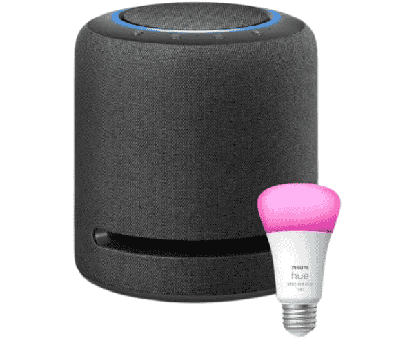 Echo Studio | Charcoal with Philips Hue Color Smart Bulb