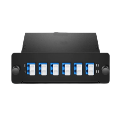 FHD MTP®-12 Cassette 12 Fibers OS2 Single Mode Universal Polarity MTP® to 6 x LC Duplex (Blue) 0.35dB max