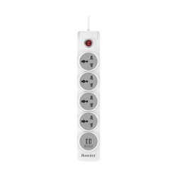 Huntkey 3 Pin 4 Port With USB & Child Protection White PowerStrip