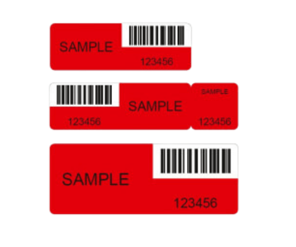 Individual VOID security labels with residue from 1000 pcs