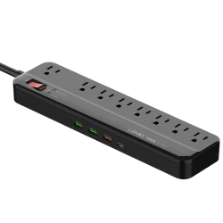 LDNIO SU8440 Surge Protector With 8 Outlets and 4 USB Ports Flat Plug Extension Cord