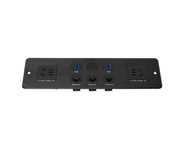Media hub desktop data box built in 2 AC ways power socket with weak CAT6 CAT3 and USB data port