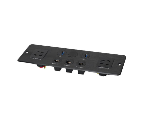 Media hub desktop data box built in 2 AC ways power socket with weak CAT6 CAT3 and USB data port