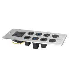 Multifunctional Media Hub With CAT3+CAT6 USB Date Port 2 Cable Through And 1 Power Outlet