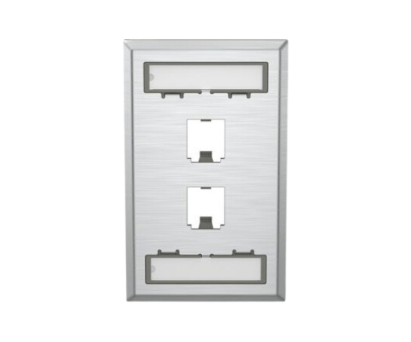 Panduit CFPL2SY Mini-Com Stainless Steel 2 Port Faceplate
