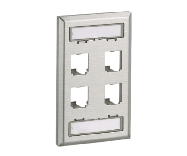 Panduit CFPL4SY Mini-Com Stainless Steel 4 Port Faceplate