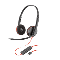 Poly Blackwire 3220 Stereo USB-C Headset + USB-C/A Adapter