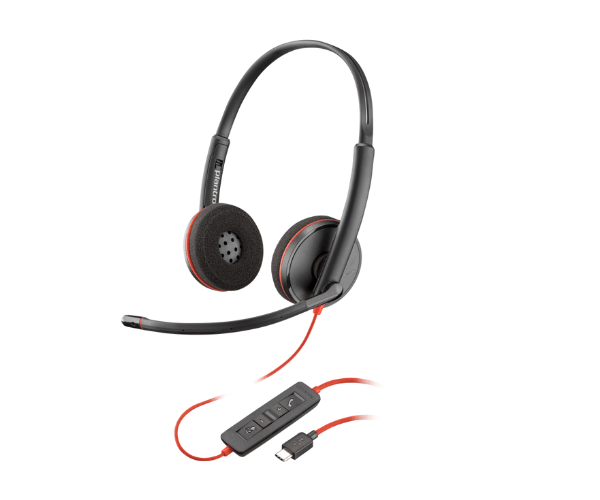 Poly Blackwire 3220 Stereo USB-C Headset + USB-C/A Adapter