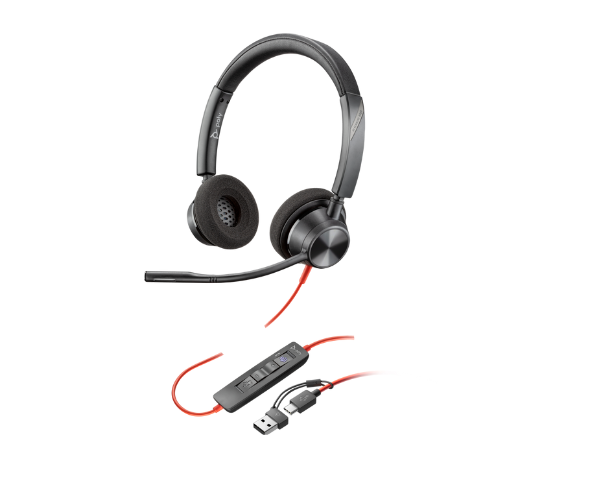 Poly Blackwire 3320 Stereo Microsoft Teams Certified USB-C Headset + USB-C/A Adapter