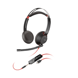 Poly Blackwire 5220 Stereo USB-C Headset + 3.5mm Plug + USB-C/A Adapter
