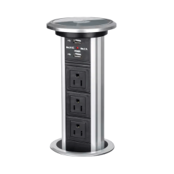 Pop Up Outlet Socket Motorized Vertical Desktop Popup 2 USB 3 American Kitchen Electrical