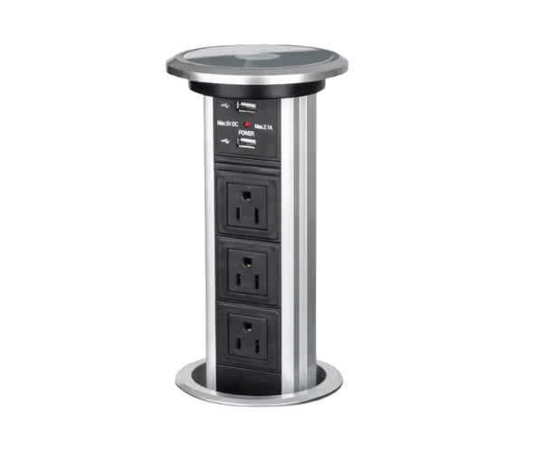 Pop Up Outlet Socket Motorized Vertical Desktop Popup 2 USB 3 American Kitchen Electrical