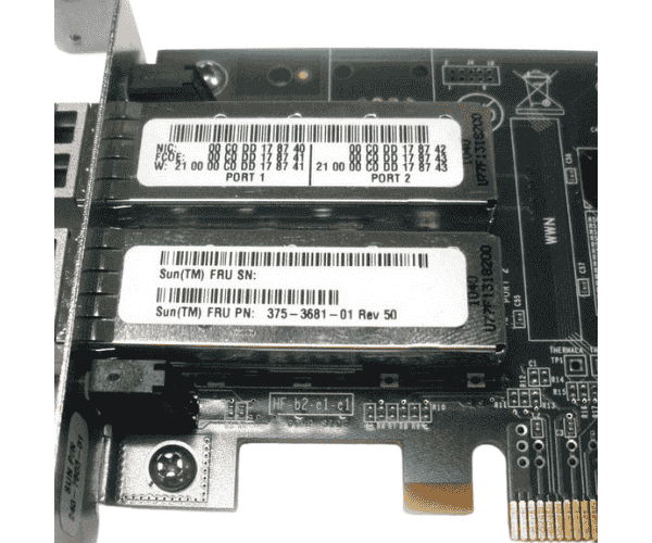 Sun 375-3681 Dual 10 Gigabit PCIe LP SFP+ Ethernet Adapter