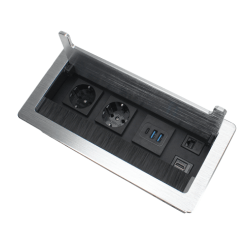Table Pop up Desk Power Socket Outlet Aluminum Alloy Tabletop Socket with German Schuko Socket