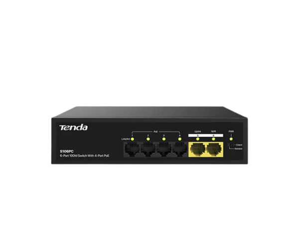 Tenda S106PC 6-Port 100M Lite PoE Switch with 4-Port PoE