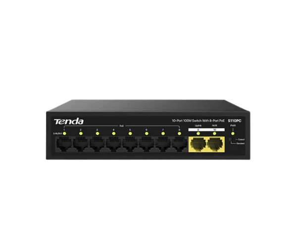 Tenda S110PC 10-Port 100M Lite PoE Switch with 8-Port PoE