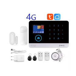 Tuya Smart Life Wireless WiFi 4G Home Security Alarm System with Fire Alarm Panel & PIR Motion Door Sensors