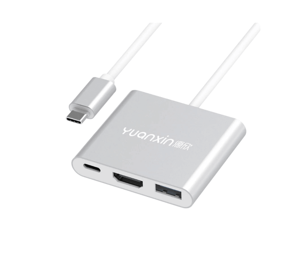 Yuanxin X-3215 Type-C Male to HDMI USB And PD Female Gray Multiport Converter